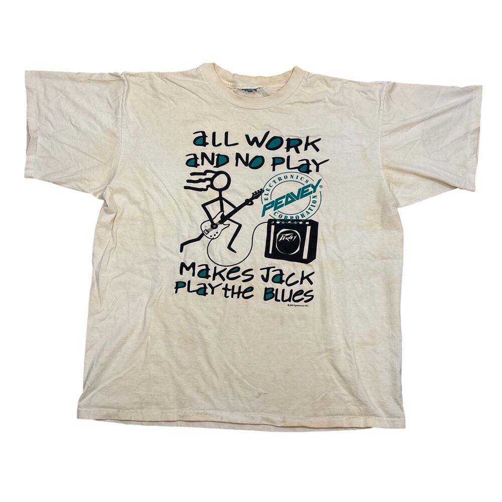 Vintage 1993 Peavey electronics Guitar Amp stick man grungy stained shirt XL